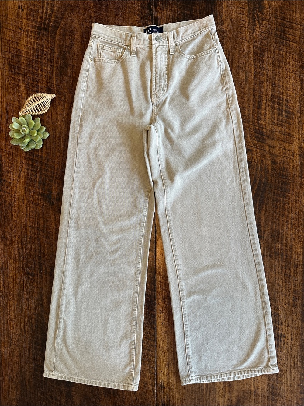 GAP | High Rise Wide Leg Jeans Green Beige Earthy Neutral Minimalist, Size 25